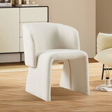 Modern Accent Chair White Single Sofa Chair,Upholstered Side Chair Teddy Comfy Chair for Dining Room/Bedroom/Living Room/Reception-Off White-1PC