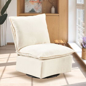 Detachable Off White Chenille Single 360 Swivel Rocking Rocker,360 Swivel Sofa Chair & Single Sofa Lounge, Comfortable Seating for Living Room & Bedroom,Off White Sofa-1PC