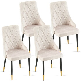 Beige Dining Chairs Set of 4 Living Room Chair Modern Kitchen Armless Side Chair W1164P204924