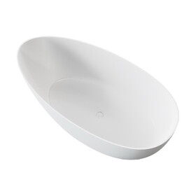 67" Solid Surface Stone Resin Egg Shaped Freestanding Soaking Bathtub with Overflow W1166123360