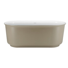 59 inch 100% Acrylic Freestanding Tub, Soaking Tub, Khaki Color Tub W1166132791