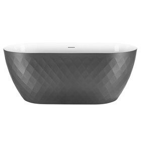 59" Unique Design Oval Acrylic Bathtub Freestanding Soaking Tub W1166132830