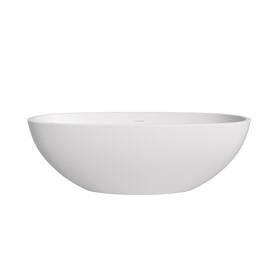 65" Oval Tub Solid Surface Stone Resin Freestanding Soaking Bathtub W1166138022