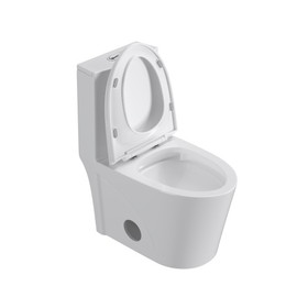 Dual Flush Elongated Standard One Piece Toilet with Comfortable Seat Height, Soft Close Seat Cover, High-Efficiency Supply, and White Finish Toilet Bowl (White Toilet) W116663443