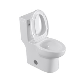 Single Flush Elongated Standard One Piece Toilet with Comfortable Seat Height, Soft Close Seat Cover, High-Efficiency Supply, and White Finish Toilet Bowl (White Toilet) W116663445
