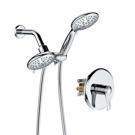 Large Amount of water Multi Function Dual Shower Head - Shower System with 4." Rain Showerhead, 6-Function Hand Shower, Chrome