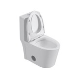 Dual Flush Elongated Standard One Piece Toilet with Comfortable Seat Height, Soft Close Seat Cover, High-Efficiency Supply, and White Finish Toilet Bowl (White Toilet) W1166P156601