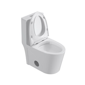Dual Flush Elongated Standard One Piece Toilet with Comfortable Seat Height, Soft Close Seat Cover, High-Efficiency Supply, and White Finish Toilet Bowl (White Toilet) W1166P156601