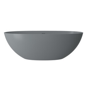 65" Solid Surface Stone Resin Modern Oval Shaped Freestanding Soaking Bathtub with Overflow W1166P159818