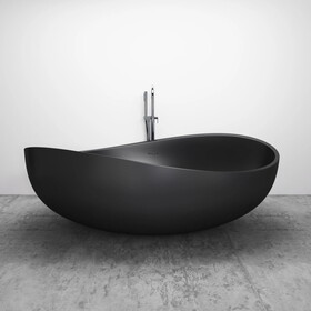 63" Single Slipper Tub Solid Surface Stone Resin Freestanding Soaking Bathtub Comfortable Backrest W1166P165009