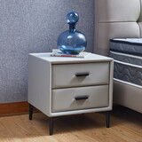 Modern Nightstand with 2 Drawers, Night Stand with PU Leather and Hardware Legs, End Table, Bedside Cabinet for Living Room/Bedroom (Light Gray) W1168114609