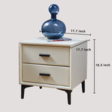 Modern Nightstand with 2 Drawers, Night Stand with PU Leather and Hardware Legs, End Table, Bedside Cabinet for Living Room/Bedroom (Beige) W1168114611