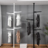 Adjustable Laundry Pole Clothes Drying Rack Coat Hanger DIY Floor to Ceiling Tension Rod Storage Organizer for Indoor, Balcony - White W116849762