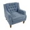 Blue Accent Chair, Living Room Chair, Footrest Chair Set with Vintage Brass Studs, Button Tufted Upholstered Armchair for Living Room, Comfy Reading Chair for Bedroom, Reception Room W1170100894