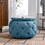 Large Button Tufted Woven Round Storage Ottoman for Living Room & Bedroom,17.7"H Burlap Blue W1170101818