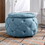 Large Button Tufted Woven Round Storage Ottoman for Living Room & Bedroom,17.7"H Burlap Blue W1170101818