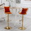 Orange velvet bar chair, pure gold plated, unique design,360 degree rotation, adjustable height,Suitable for dinning room and bar,set of 2 W117064134