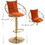 Orange velvet bar chair, pure gold plated, unique design,360 degree rotation, adjustable height,Suitable for dinning room and bar,set of 2 W117064134