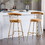 Bar Stool Set of 2, Luxury Velvet High Bar Stool with Metal Legs and Soft Back, Pub Stool Chairs Armless Modern Kitchen High Dining Chairs with Metal Legs, Camel W117071316