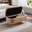 Camel Storage Ottoman Bench for End of Bed Gold Legs, Modern Camel Faux Fur Entryway Bench Upholstered Padded with Storage for Living Room Bedroom W117082031