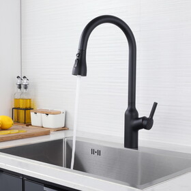 Kitchen Faucet with Pull Down Sprayer Matte Black, High Arc Single Handle Kitchen Sink Faucet, Commercial Modern Stainless Steel Kitchen Faucets W1177125183