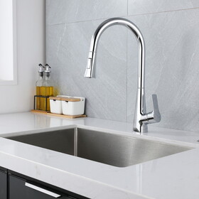 Kitchen Faucet with Pull Down Sprayer Chrome, High Arc Single Handle Kitchen Sink Faucet, Commercial Modern Stainless Steel Kitchen Faucets