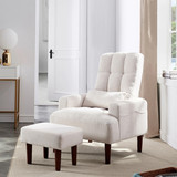 Redde Boo Brand Living Room Cream White Recliner Soft Cozy Sofa Chair with Ottoman W1183S00001