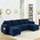 Ottoman of Module Sofa, Navy Blue Corduroy Velvet, Spring pack Cushions W1191119367