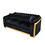 Velvet Luxury Chesterfield Sofa Set, 84 inches Tufted 3 Seat Couch with Gold Stainless for Living Room, Black Fabric W1191S00016