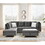 103" Velvet Sectional Sofa, L Shape Corner Couch with Storage Ottoman for Living Room, Gray Fabric, Pocket Coil Spring in Seats, Chaise face Left W1191S00036