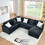 113 inches U Shape Sleeper Sofa Bed with Luxury Fabric, Storage Sectional Sofa for Living Room, Dark gray W1191S00041