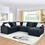 113 inches U Shape Sleeper Sofa Bed with Luxury Fabric, Storage Sectional Sofa for Living Room, Dark gray W1191S00041