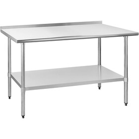 Stainless Steel Table 24 x 60 inches Metal Prep Table with Backsplash & Adjustable Undershelf for Commercial Kitchen, Outdoor, Restaurant, Hotel & Garage W1192P262580