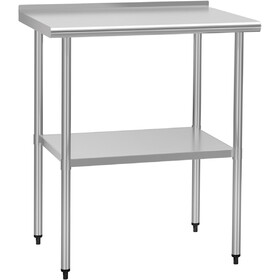 Stainless Steel Table 24 x 30 inches Metal Work Table Adjustable Undershelves & Backsplash for Commercial Kitchen, Outdoor, Restaurant, Hotel & Garage W1192P301144