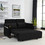 MH 54" Modern Convertible Sofa Bed with 2 Detachable Arm Pockets, Velvet Loveseat Sofa with Pull Out Bed, 2 Pillows and Living Room Adjustable Backrest, Grid Design Armrests, Black W119353519