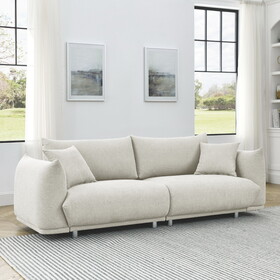 90.5" Couch for Living Room Sofa, Solid Wood Frame and Stable Metal Legs, 2 Pillows, Sofa Furniture for Apartment