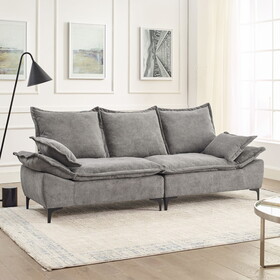 MH" 88.5 Modern Sailboat Sofa Dutch Velvet 3-Seater Sofa with Two Pillows for Small Spaces in Living Rooms, Apartments W1193S00053