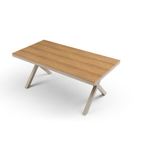 70.87inch Rectangular Dining Table with X-shape Aluminum Table Leg/Metal Base, Teak W1209107728