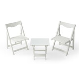 HIPS Foldable Small Table and Chair Set with 2 Chairs and Rectangular Table White