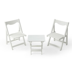 HIPS Foldable Small Table and Chair Set with 2 Chairs and Rectangular Table White