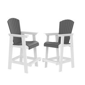 HDPE Bar Chair, White + Gray, Set of 2 W120942275