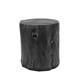 Outdoor Faux Wood Stump Side Table Coffee Table, Side Table, End Table Accent Table Round Dark Grey