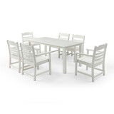 HIPS Patio Furniture Dining Chair and Table, 7 Pieces(6 dining chairs+1 dining table) Backyard Conversation Garden Poolside Balcony White