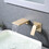 Wall Mount Waterfall Bathtub Faucet with Easy Single Handle Control, Durable Brushed Gold Finish, Modern Design W121749826