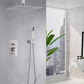 12 inch Bathroom Rain Shower Combo Set with Hand Shower W121749881