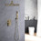 10inch Brushed Gold Brass Rainfall Shower System, Luxuly Bathroom Shower Faucet Combo Set W121750581