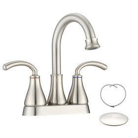 Two Handle Bathroom Sink Faucet with Pop-Up Drain W121750938