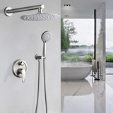 10 inches Wall Mounted Shower with High Pressure Rain Shower Head and 5-Function Handheld Shower Head W121751951
