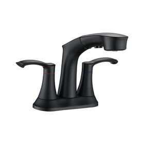 Bathroom Centerset Pull Out Matte Black 4 inch with Pull Down Sprayer Utility Sink Faucet