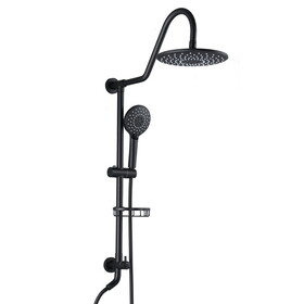 10" Rainfall Shower Head and Handheld Showerhead Combo Shower System with Slide Bar, Matte Black W1219105888